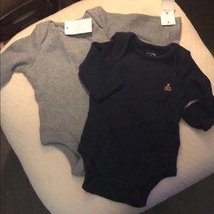 2 Gap onesies thermal l/s 0-3 Mo 7-12lbs grey navy